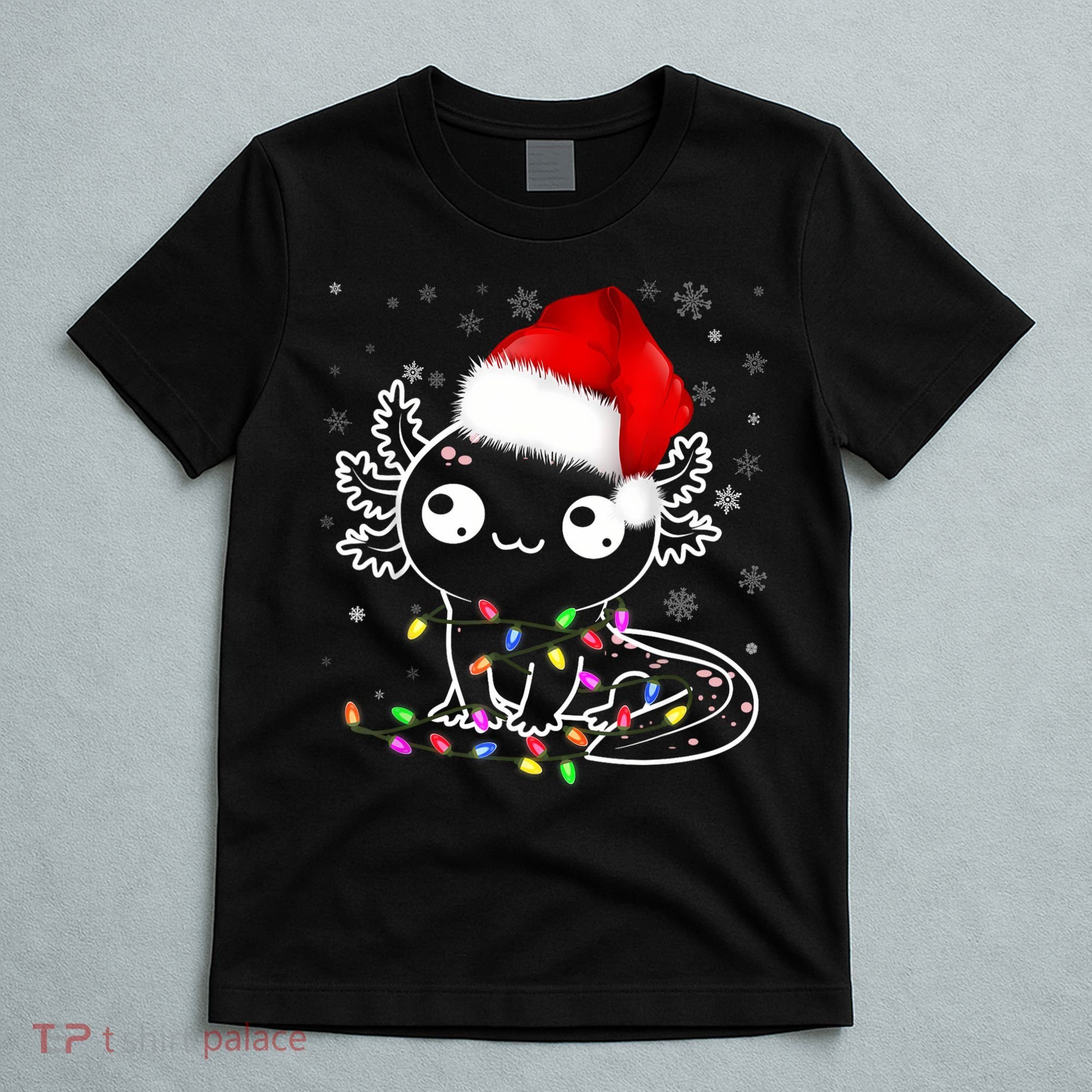Axolotl Xmas Hat Santa Tree Cute Funny Christmas Pajama T-Shirt