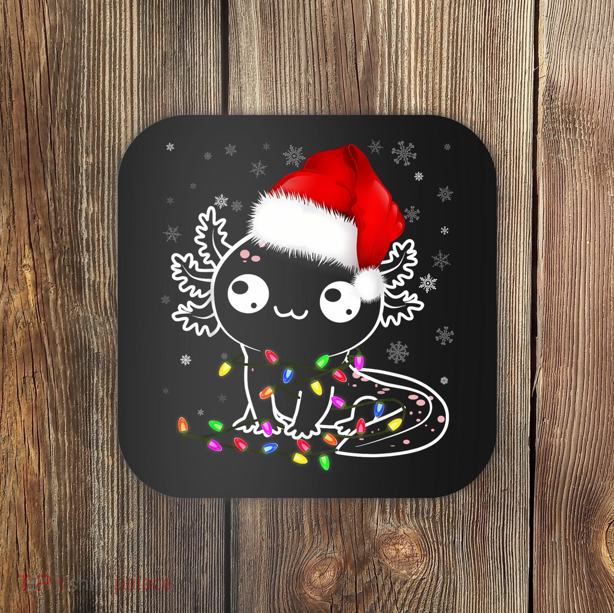 Axolotl Xmas Hat Santa Tree Cute Funny Christmas Pajama Coaster