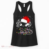 Axolotl Xmas Hat Santa Tree Cute Funny Christmas Pajama Women's Tank Top thumb 0