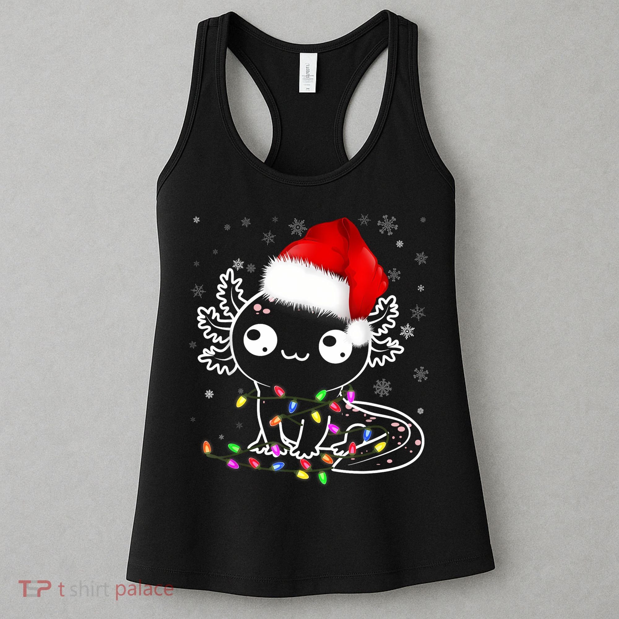 Axolotl Xmas Hat Santa Tree Cute Funny Christmas Pajama Women's Tank Top