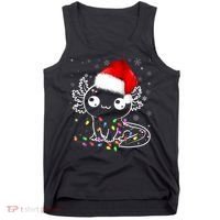 Axolotl Xmas Hat Santa Tree Cute Funny Christmas Pajama Tank Top thumb 0