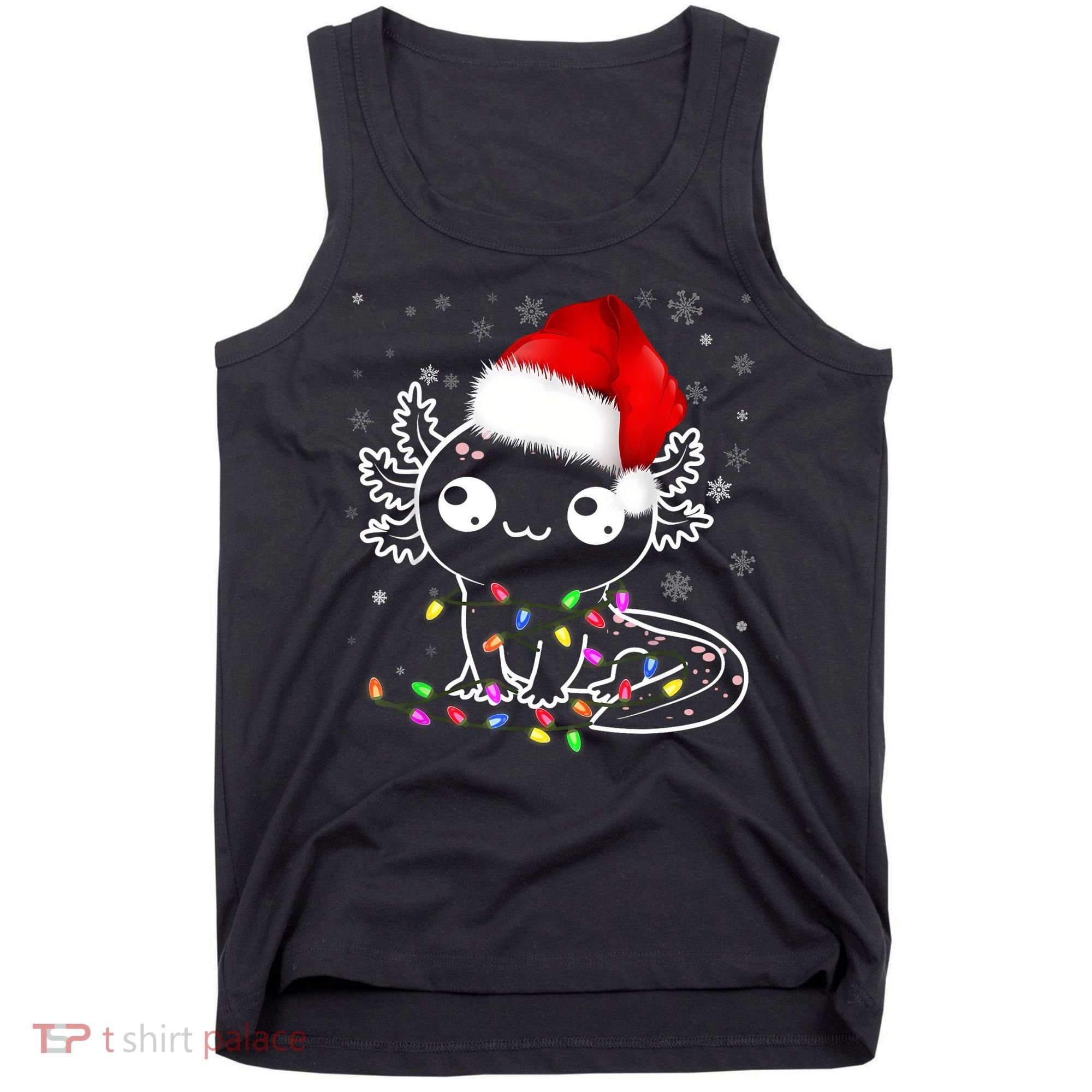 Axolotl Xmas Hat Santa Tree Cute Funny Christmas Pajama Tank Top