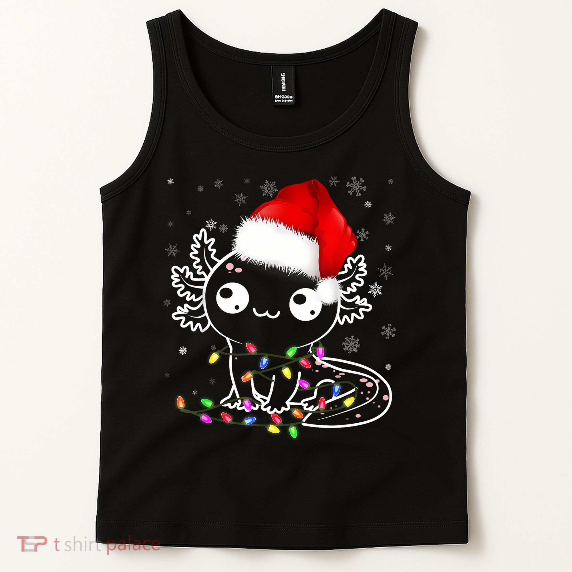 Axolotl Xmas Hat Santa Tree Cute Funny Christmas Pajama Tank Top