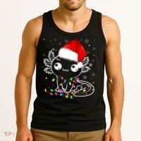 Axolotl Xmas Hat Santa Tree Cute Funny Christmas Pajama Tank Top thumb 3