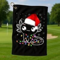Axolotl Xmas Hat Santa Tree Cute Funny Christmas Pajama Golf Towel thumb 1