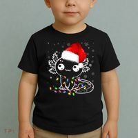 Axolotl Xmas Hat Santa Tree Cute Funny Christmas Pajama Toddler T-Shirt thumb 2