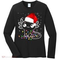 Axolotl Xmas Hat Santa Tree Cute Funny Christmas Pajama Women's Long Sleeve Shirt thumb 0