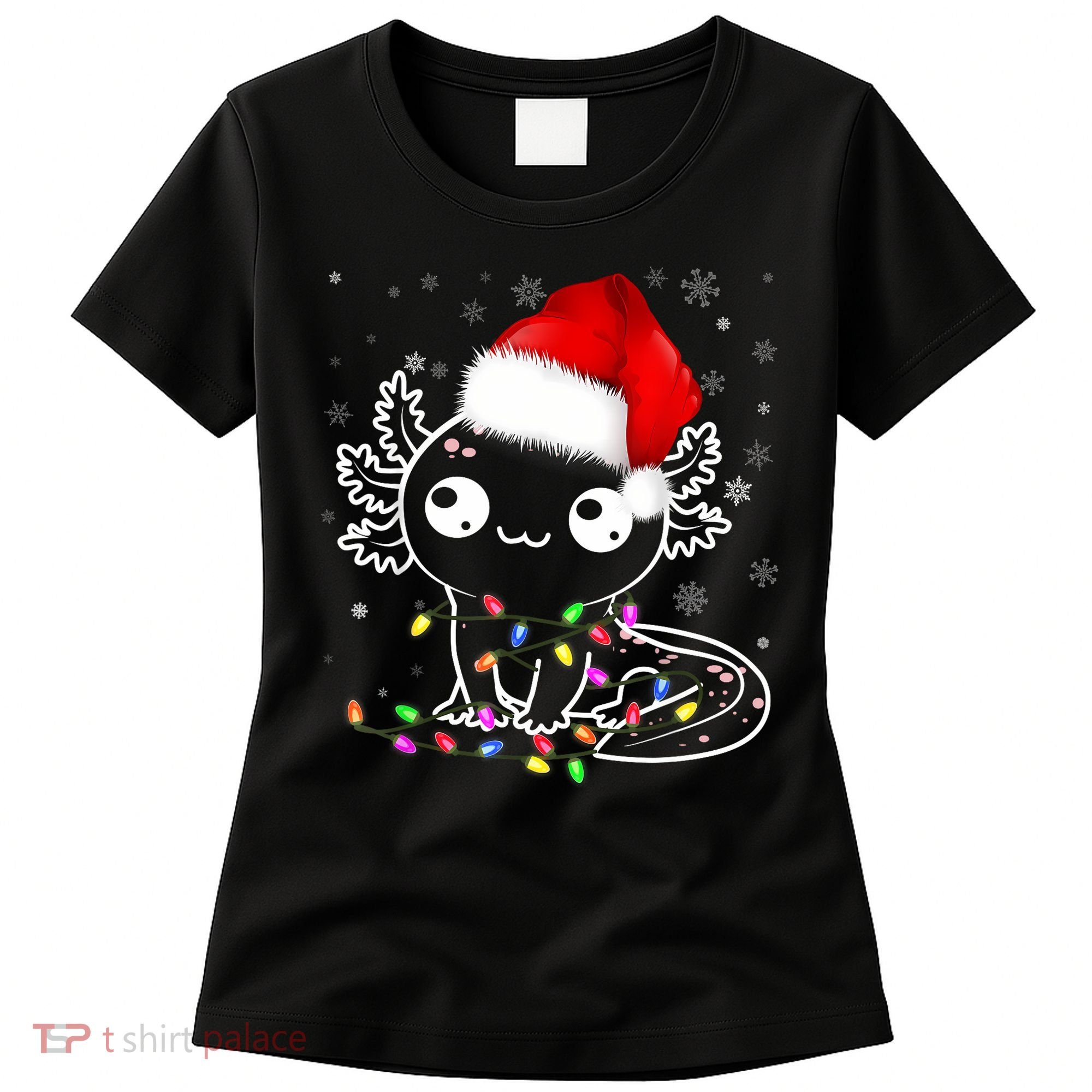 Axolotl Xmas Hat Santa Tree Cute Funny Christmas Pajama Women's T-Shirt