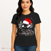 Axolotl Xmas Hat Santa Tree Cute Funny Christmas Pajama Women's T-Shirt thumb 4