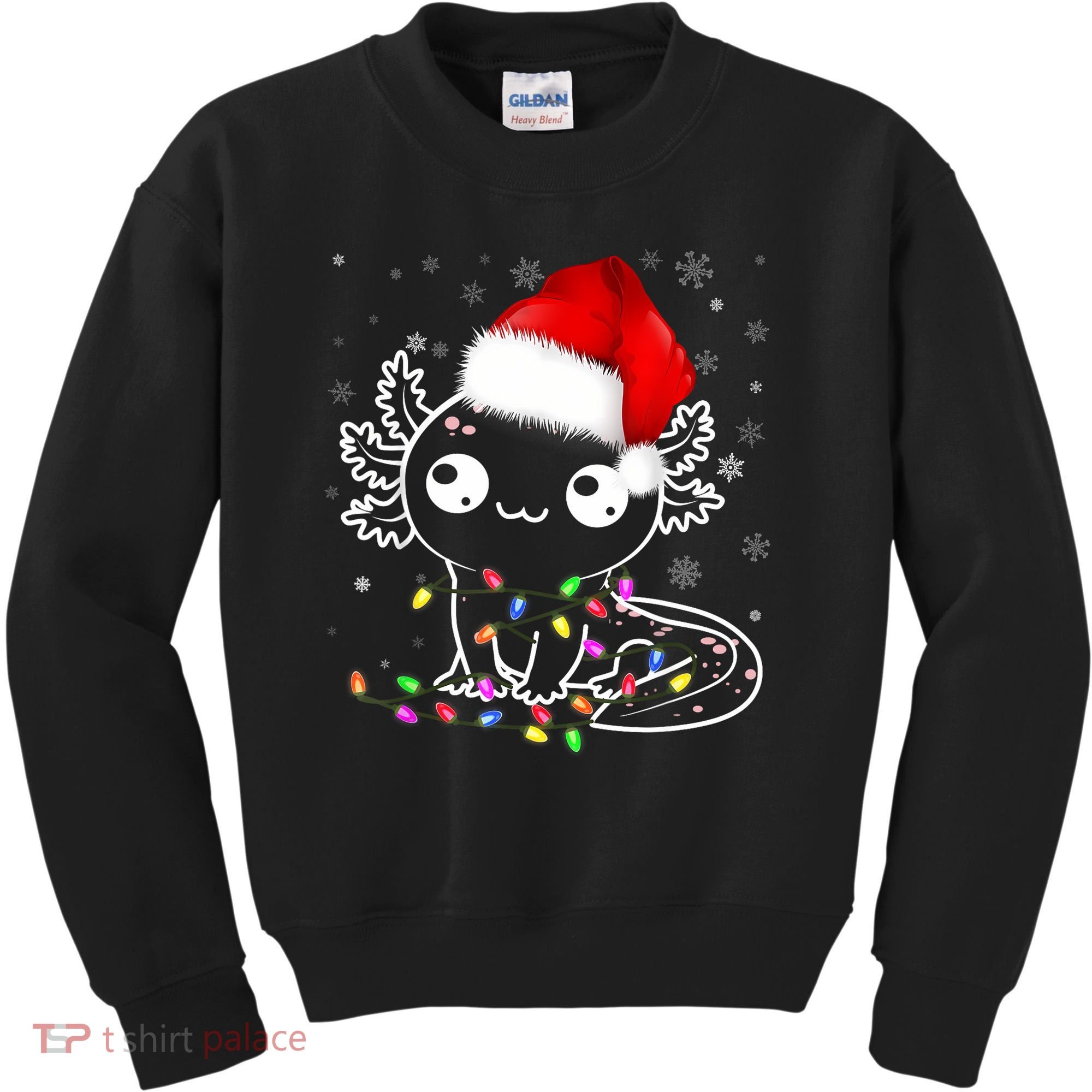 Axolotl Xmas Hat Santa Tree Cute Funny Christmas Pajama Kids Sweatshirt