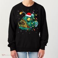 Anglerfish Xmas Lighting Reindeer Hat Anglerfish Christmas Women's Sweatshirt thumb 0