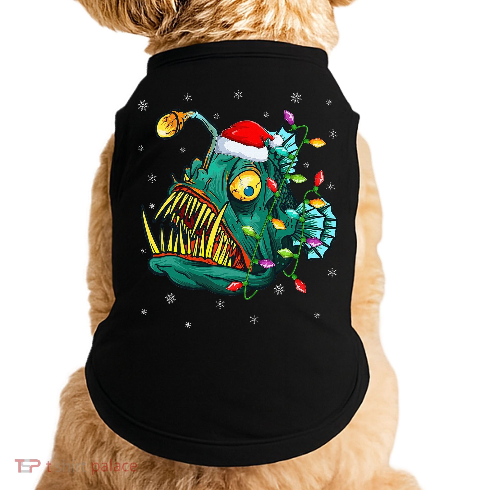 Anglerfish Xmas Lighting Reindeer Hat Anglerfish Christmas Doggie Tank