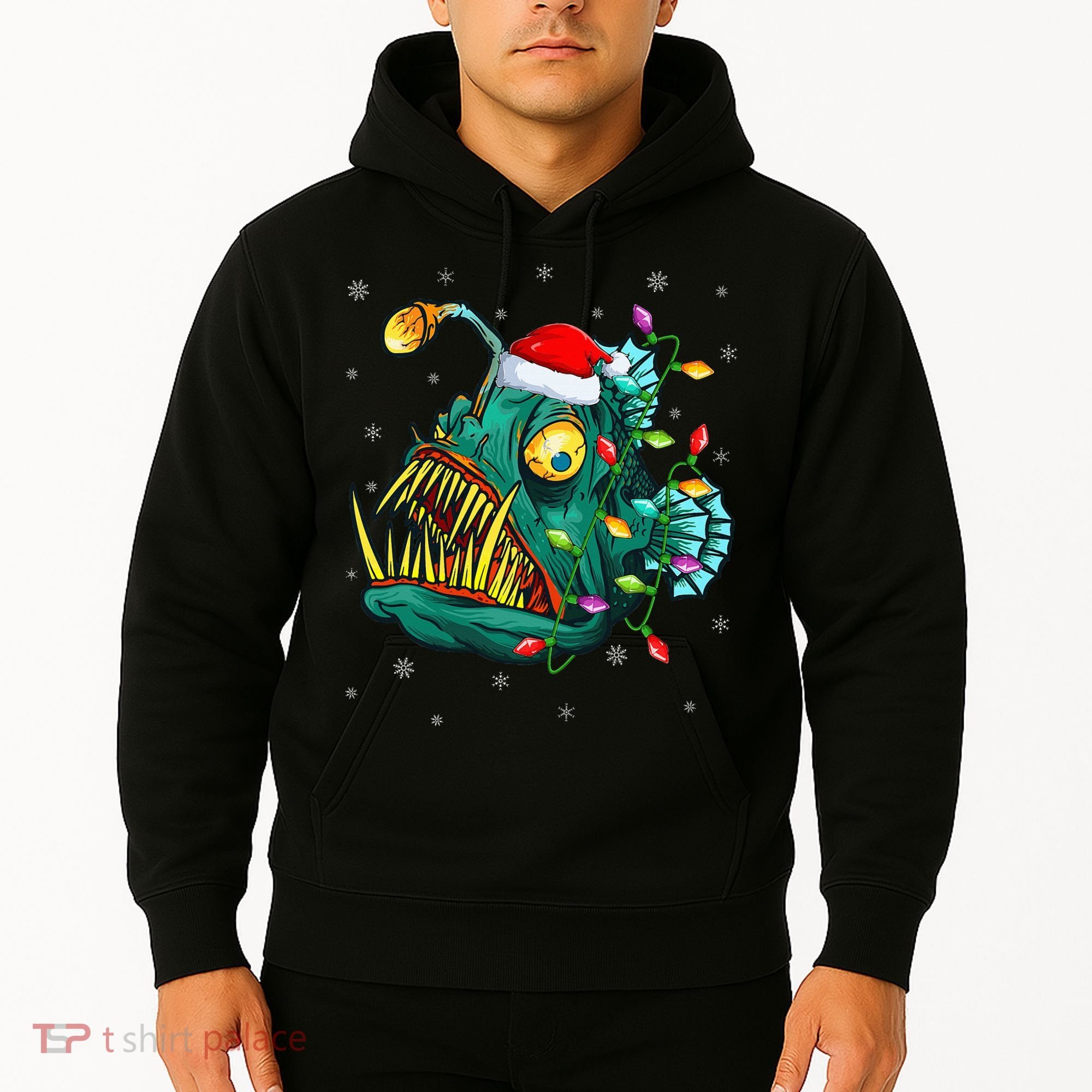 Anglerfish Xmas Lighting Reindeer Hat Anglerfish Christmas Hoodie