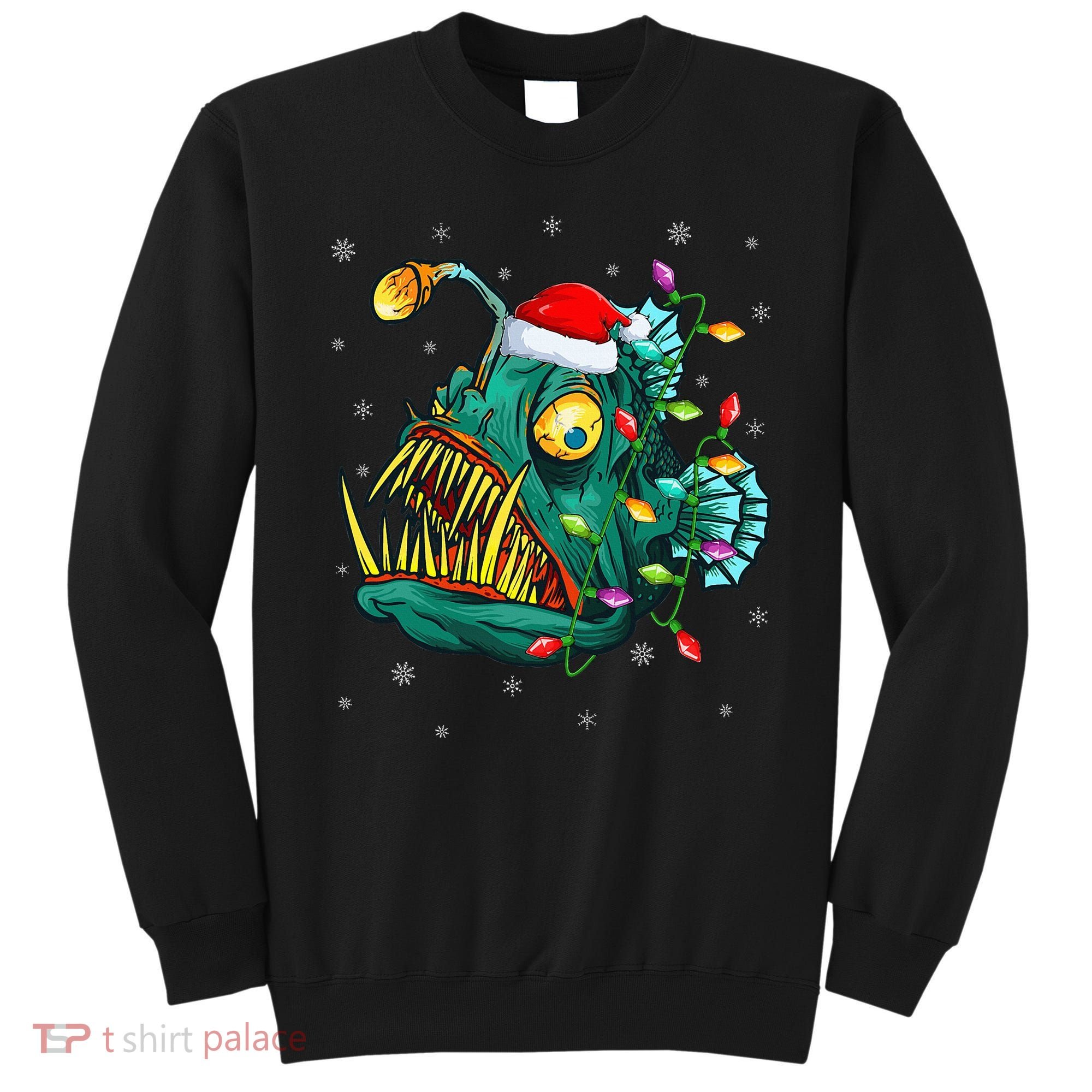 Anglerfish Xmas Lighting Reindeer Hat Anglerfish Christmas Sweatshirt