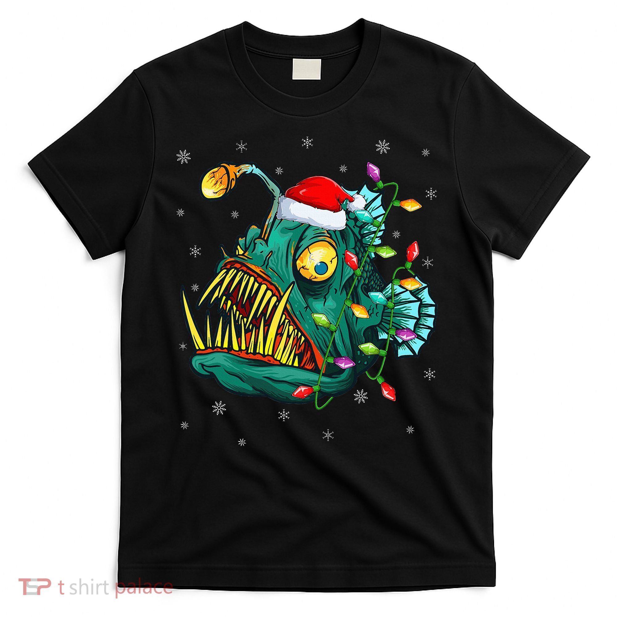 Anglerfish Xmas Lighting Reindeer Hat Anglerfish Christmas T-Shirt