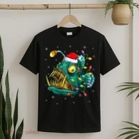 Anglerfish Xmas Lighting Reindeer Hat Anglerfish Christmas T-Shirt thumb 2