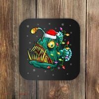 Anglerfish Xmas Lighting Reindeer Hat Anglerfish Christmas Coaster thumb 0