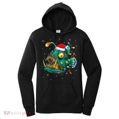 Anglerfish Xmas Lighting Reindeer Hat Anglerfish Christmas Women's Hoodie