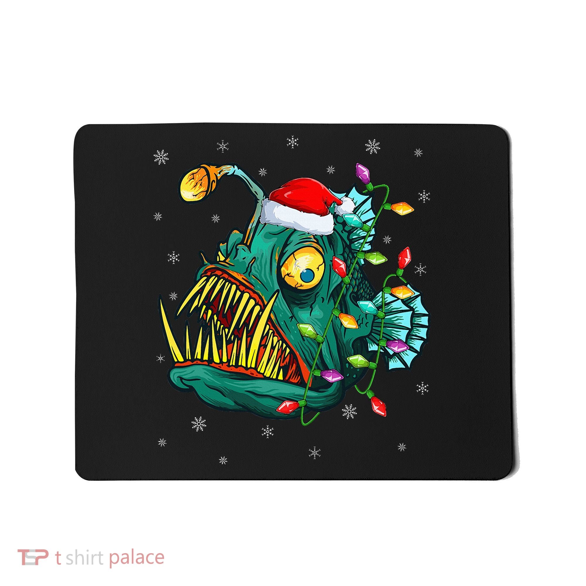 Anglerfish Xmas Lighting Reindeer Hat Anglerfish Christmas Mousepad