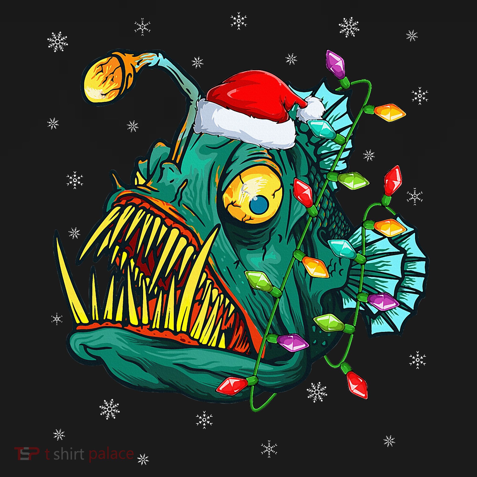 Anglerfish Xmas Lighting Reindeer Hat Anglerfish Christmas Mousepad