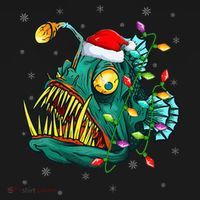 Anglerfish Xmas Lighting Reindeer Hat Anglerfish Christmas Ornament thumb 1