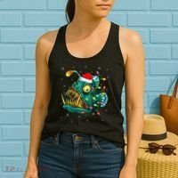 Anglerfish Xmas Lighting Reindeer Hat Anglerfish Christmas Women's Tank Top thumb 2