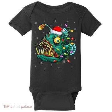 Anglerfish Xmas Lighting Reindeer Hat Anglerfish Christmas Baby Bodysuit