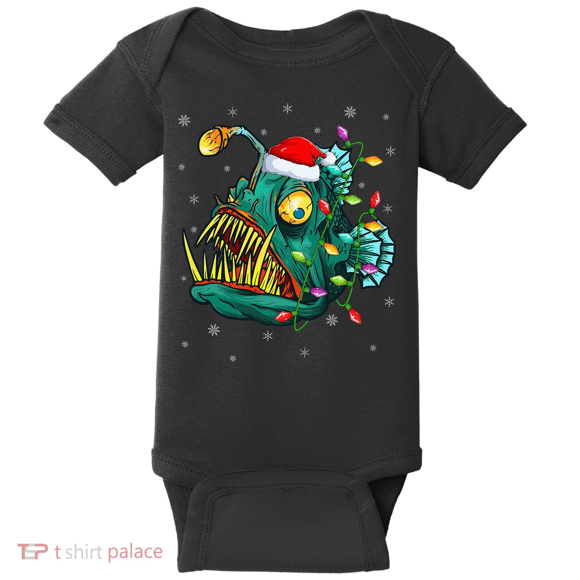 Anglerfish Xmas Lighting Reindeer Hat Anglerfish Christmas Baby Bodysuit