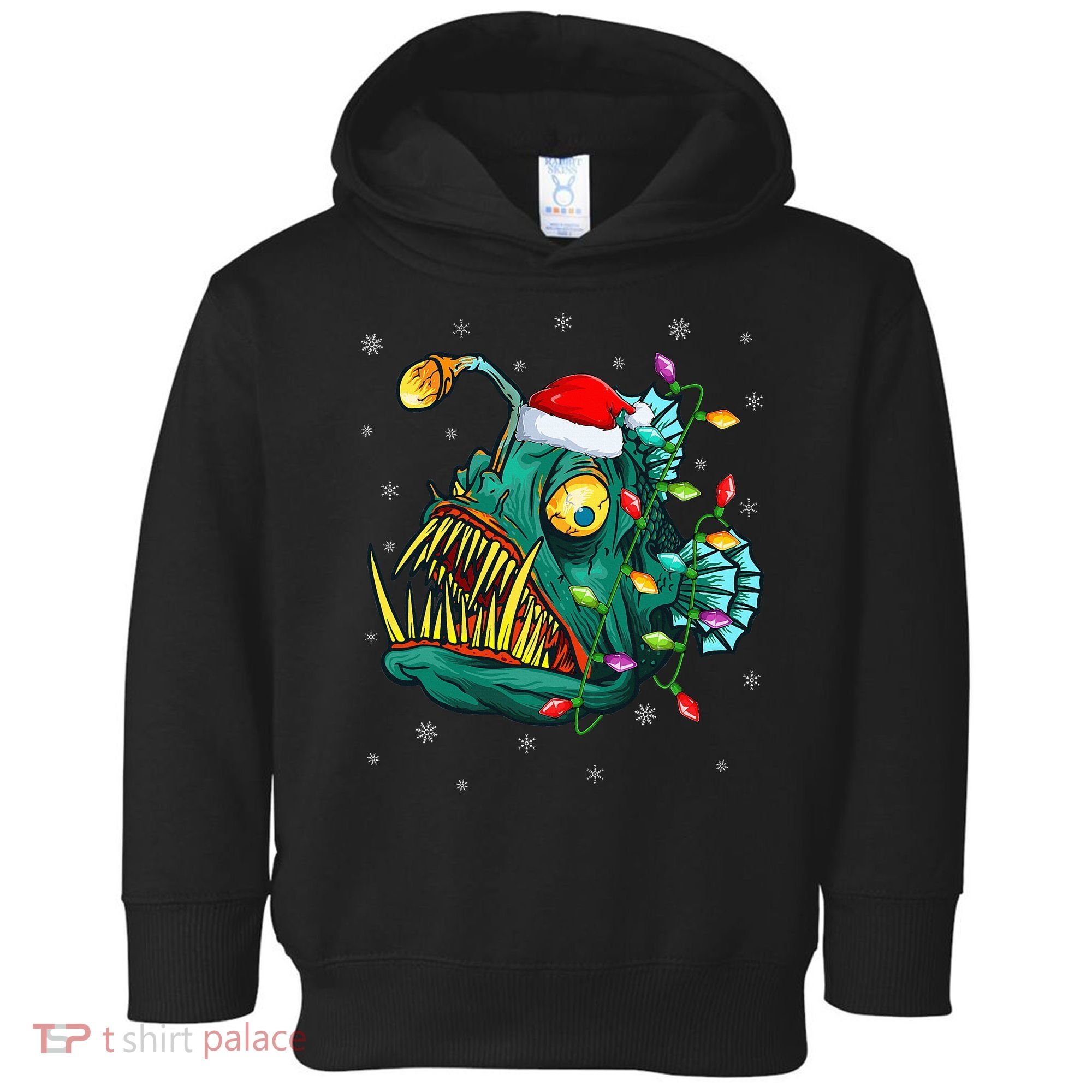 Anglerfish Xmas Lighting Reindeer Hat Anglerfish Christmas Toddler Hoodie