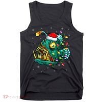 Anglerfish Xmas Lighting Reindeer Hat Anglerfish Christmas Tank Top thumb 0