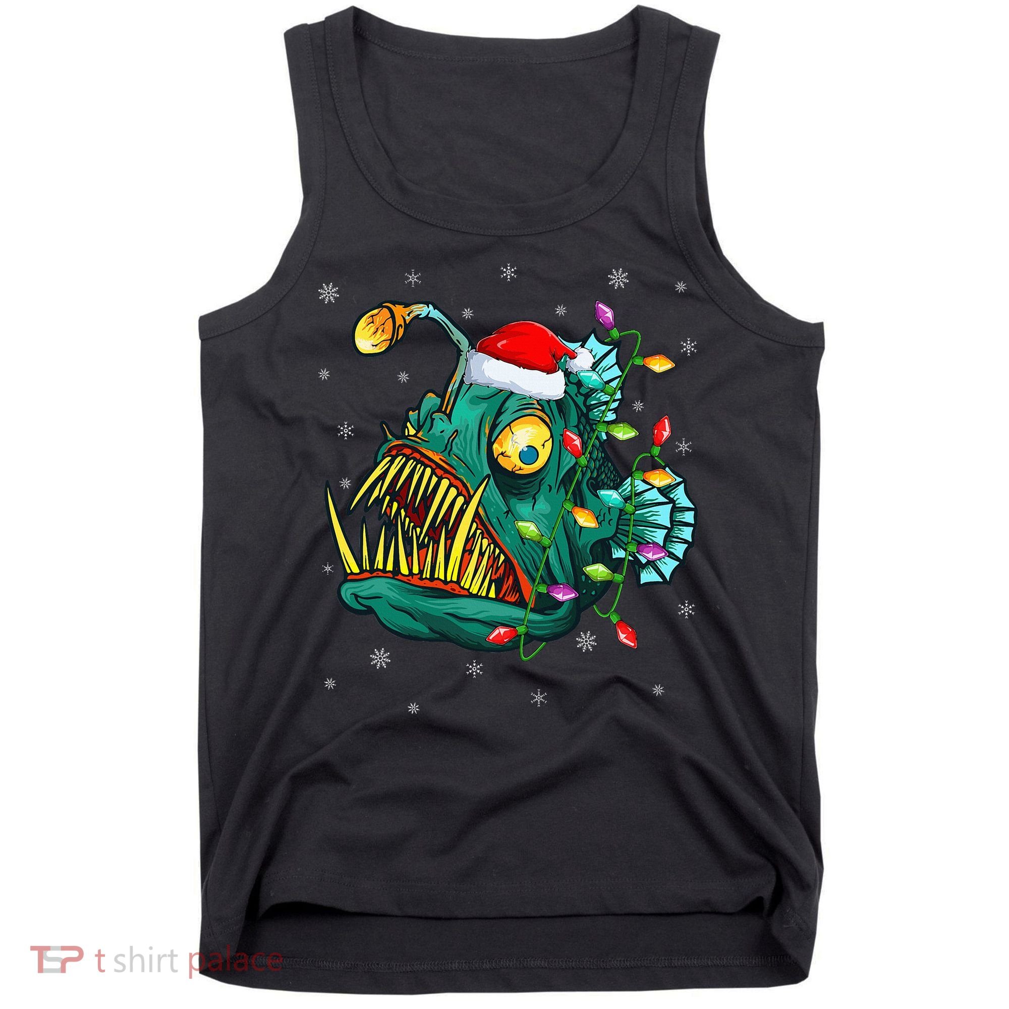 Anglerfish Xmas Lighting Reindeer Hat Anglerfish Christmas Tank Top