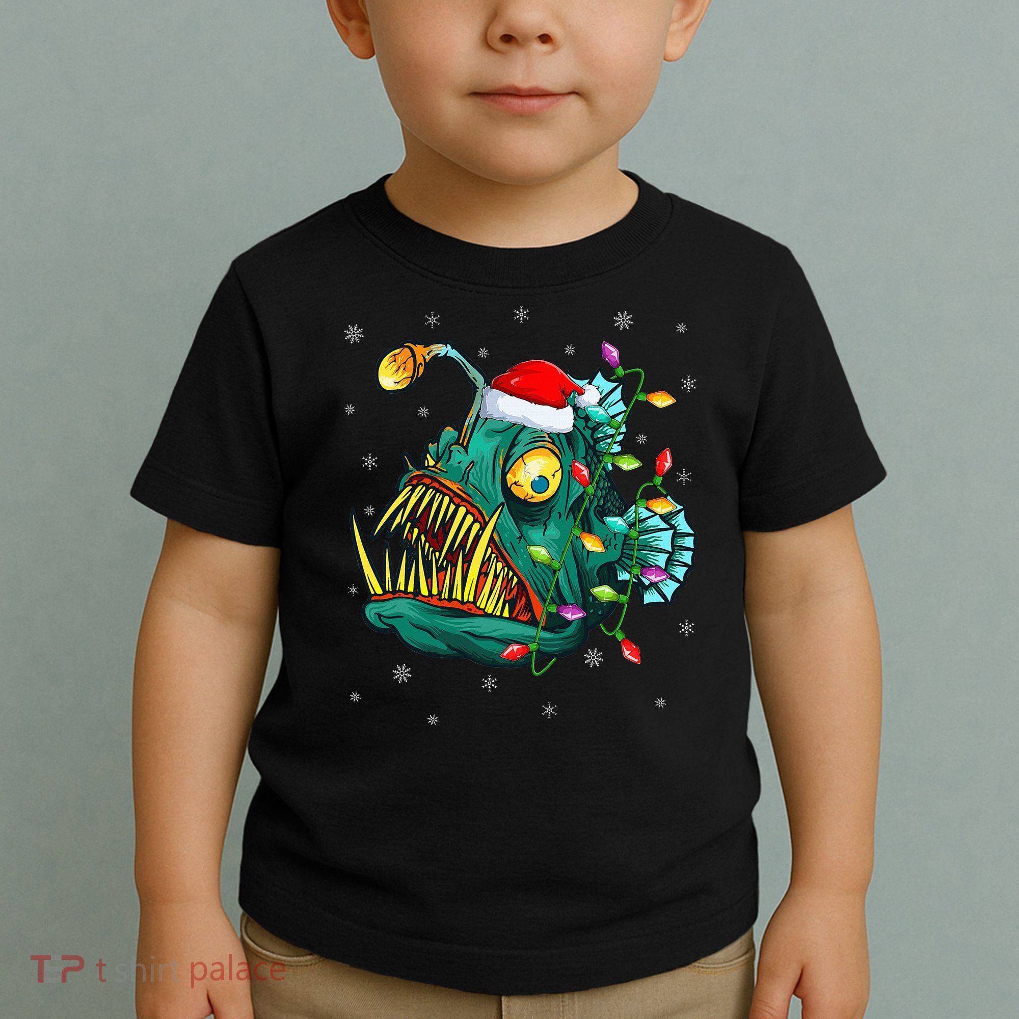 Anglerfish Xmas Lighting Reindeer Hat Anglerfish Christmas Toddler T-Shirt