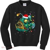 Anglerfish Xmas Lighting Reindeer Hat Anglerfish Christmas Kids Sweatshirt thumb 0