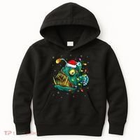 Anglerfish Xmas Lighting Reindeer Hat Anglerfish Christmas Kids Hoodie thumb 0