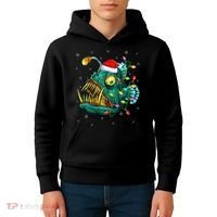 Anglerfish Xmas Lighting Reindeer Hat Anglerfish Christmas Kids Hoodie thumb 4