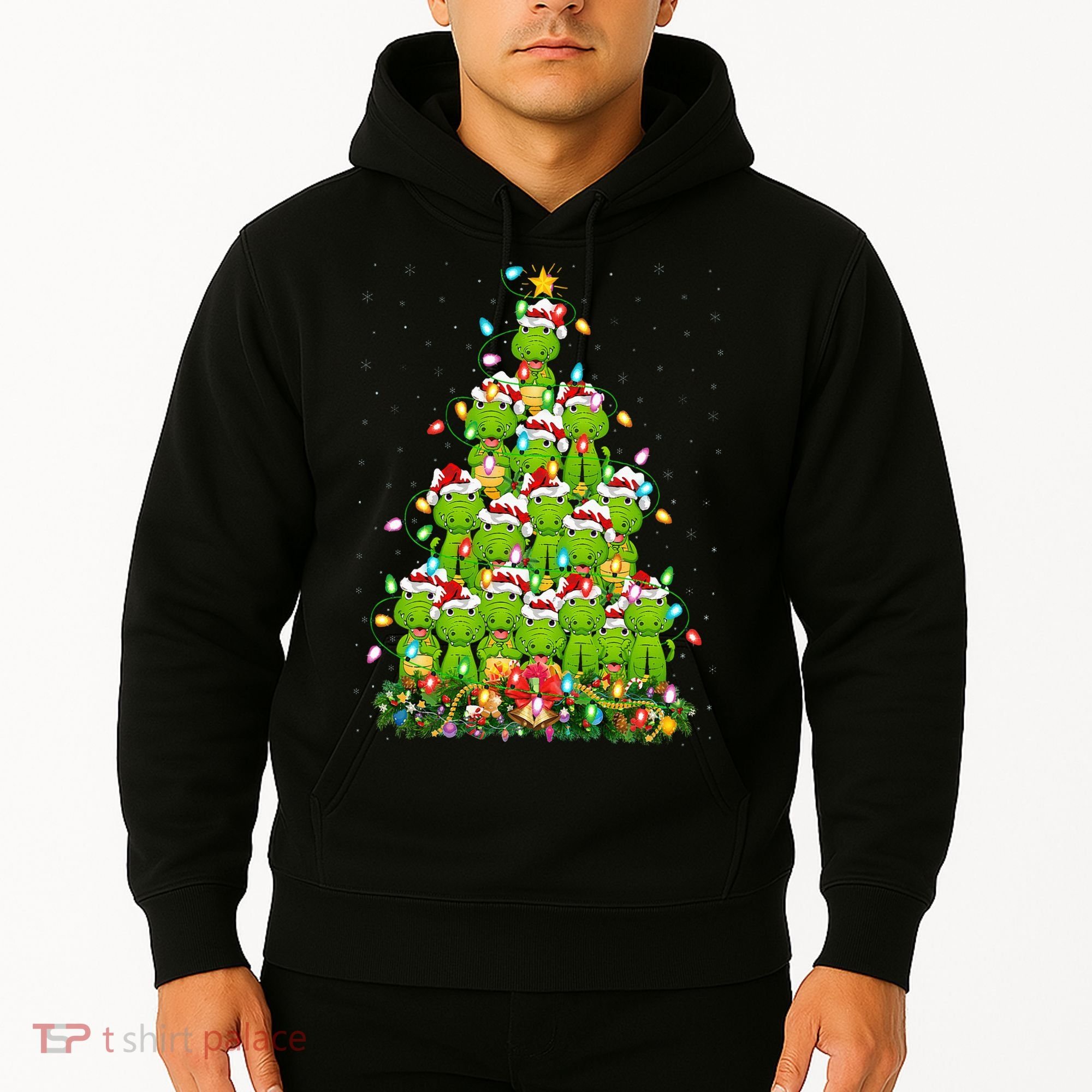 Alligator Xmas Tree Lighting Santa Alligator Christmas Hoodie