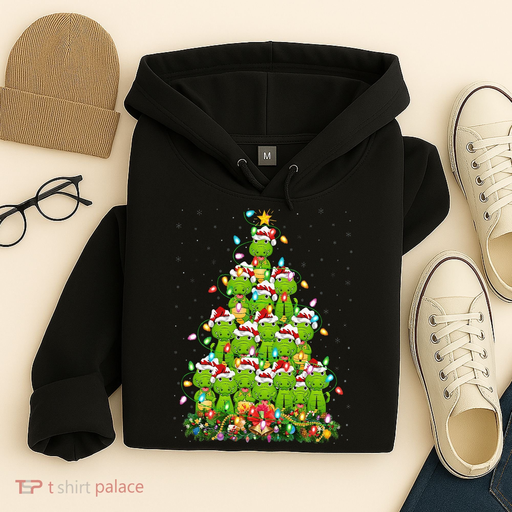 Alligator Xmas Tree Lighting Santa Alligator Christmas Hoodie
