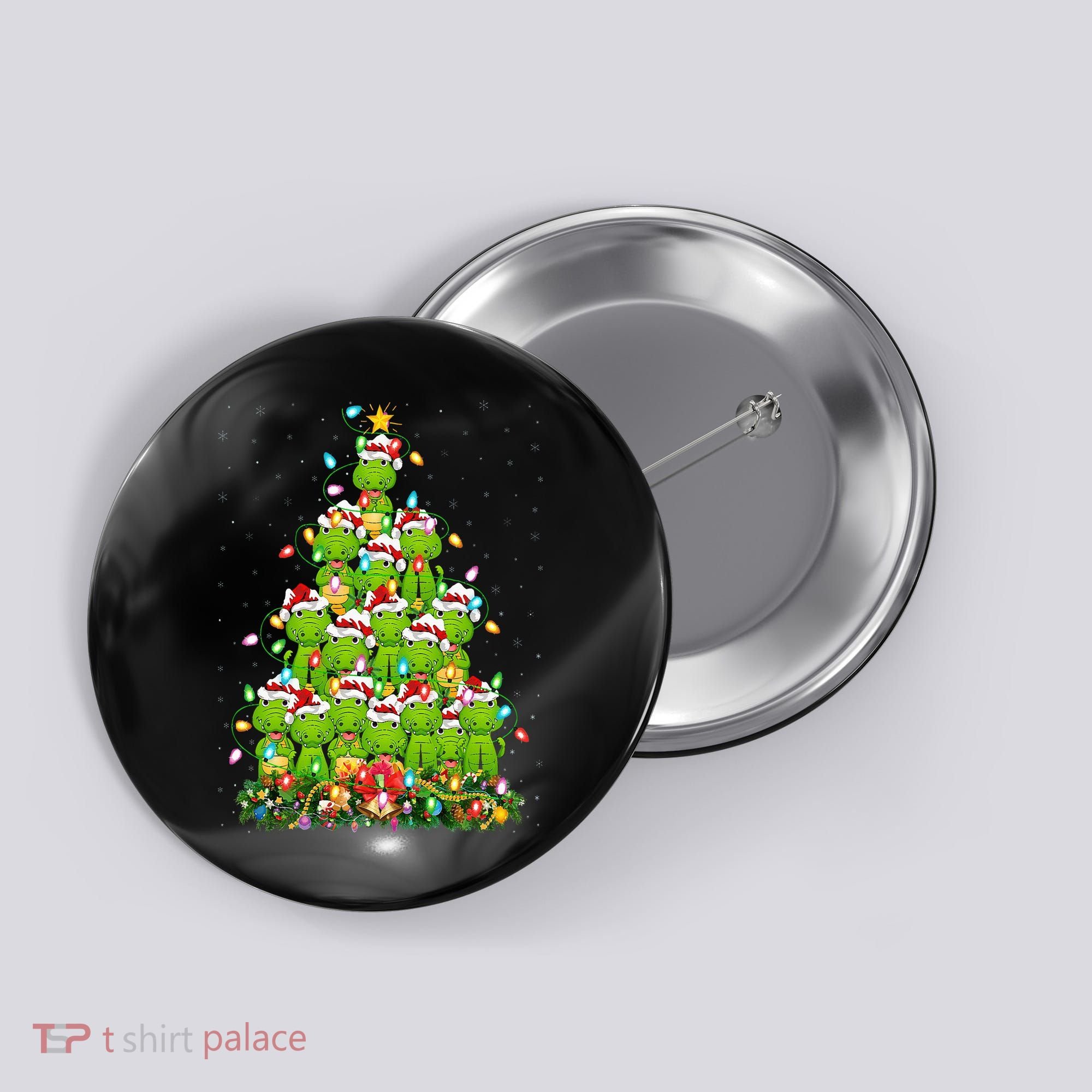 Alligator Xmas Tree Lighting Santa Alligator Christmas Button
