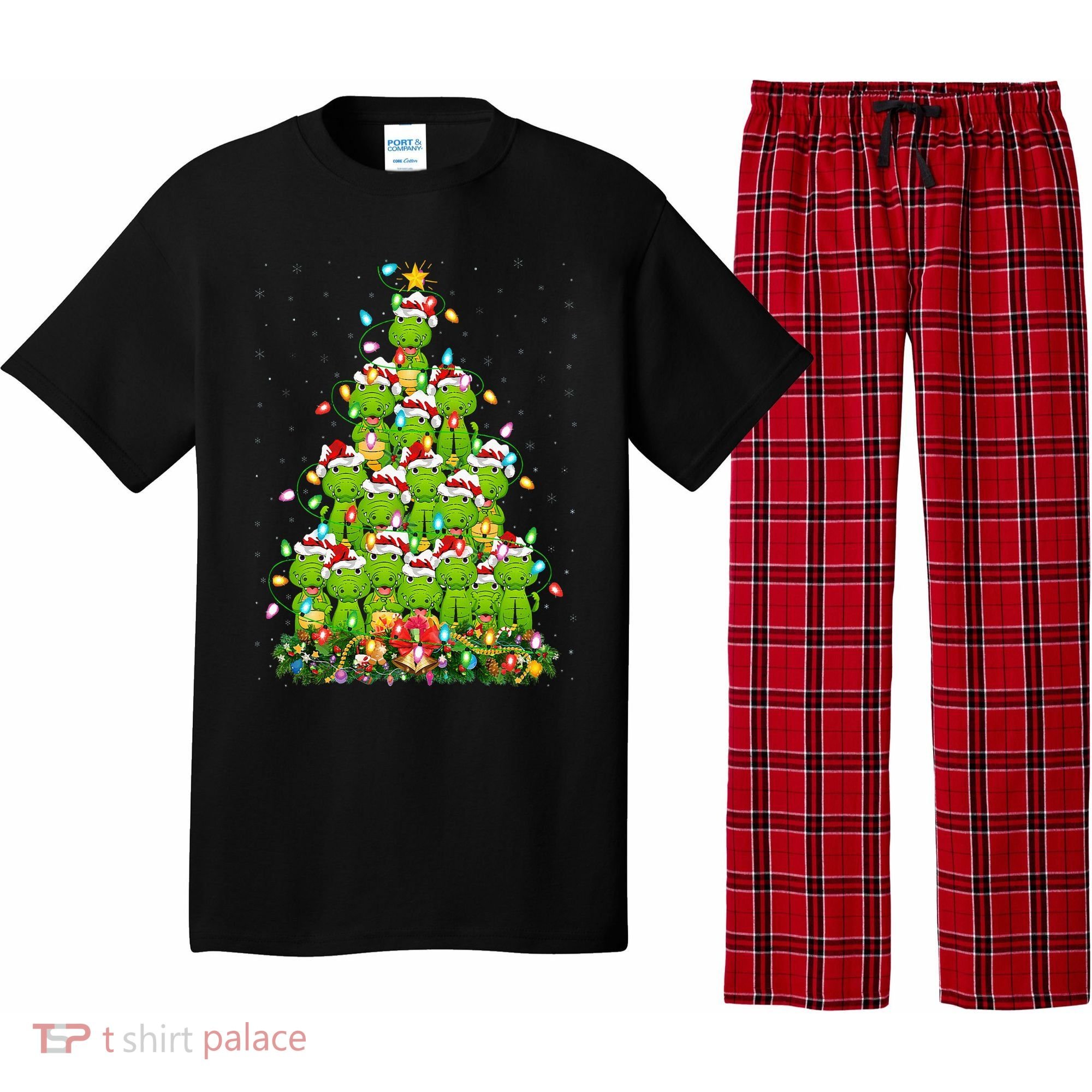 Alligator Xmas Tree Lighting Santa Alligator Christmas Pajama Set