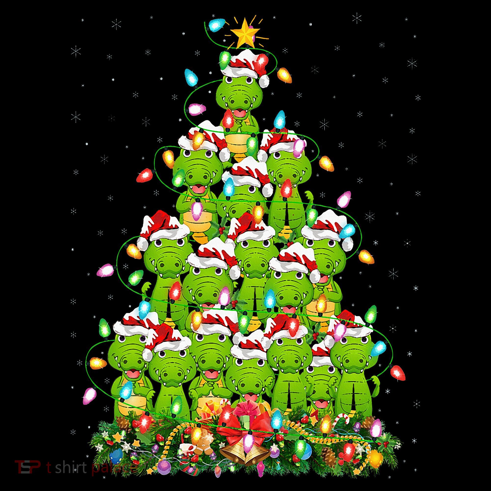 Alligator Xmas Tree Lighting Santa Alligator Christmas Women's Hoodie