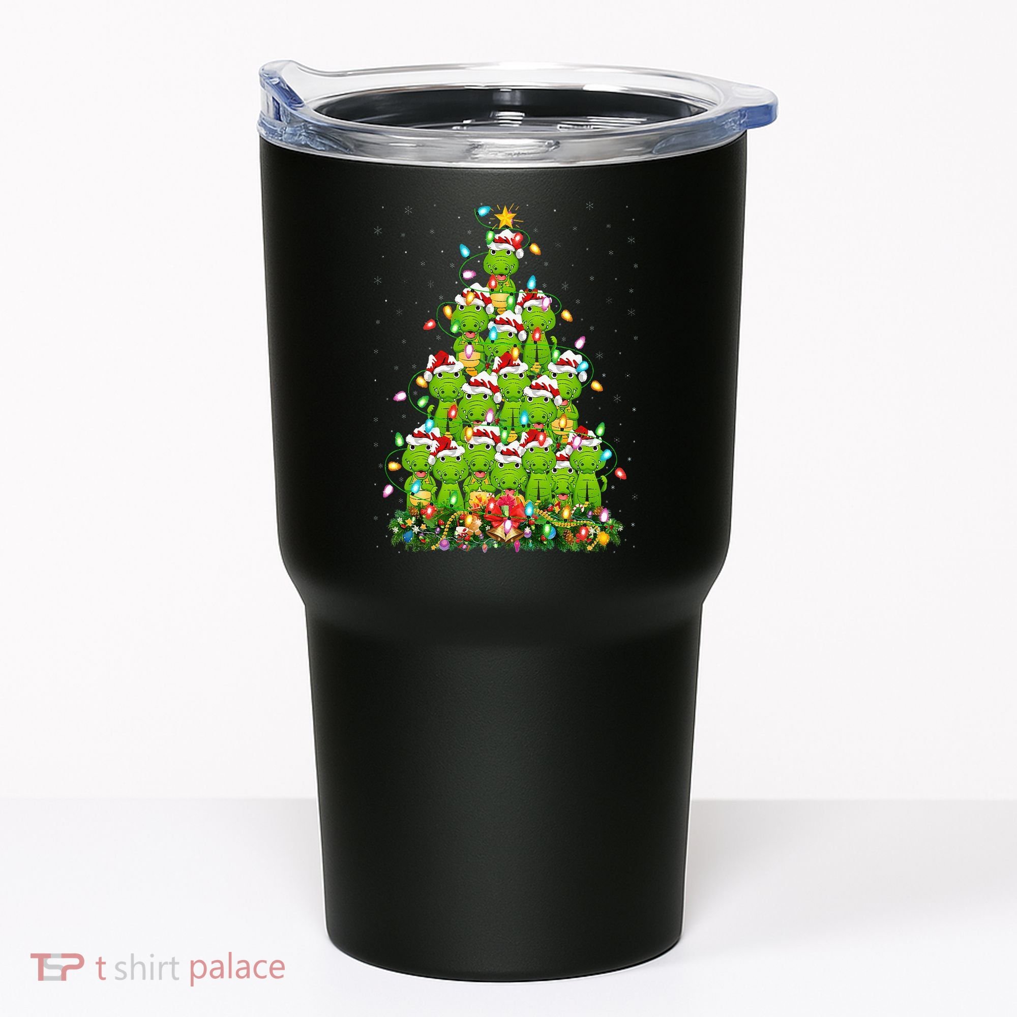 Alligator Xmas Tree Lighting Santa Alligator Christmas Tumbler