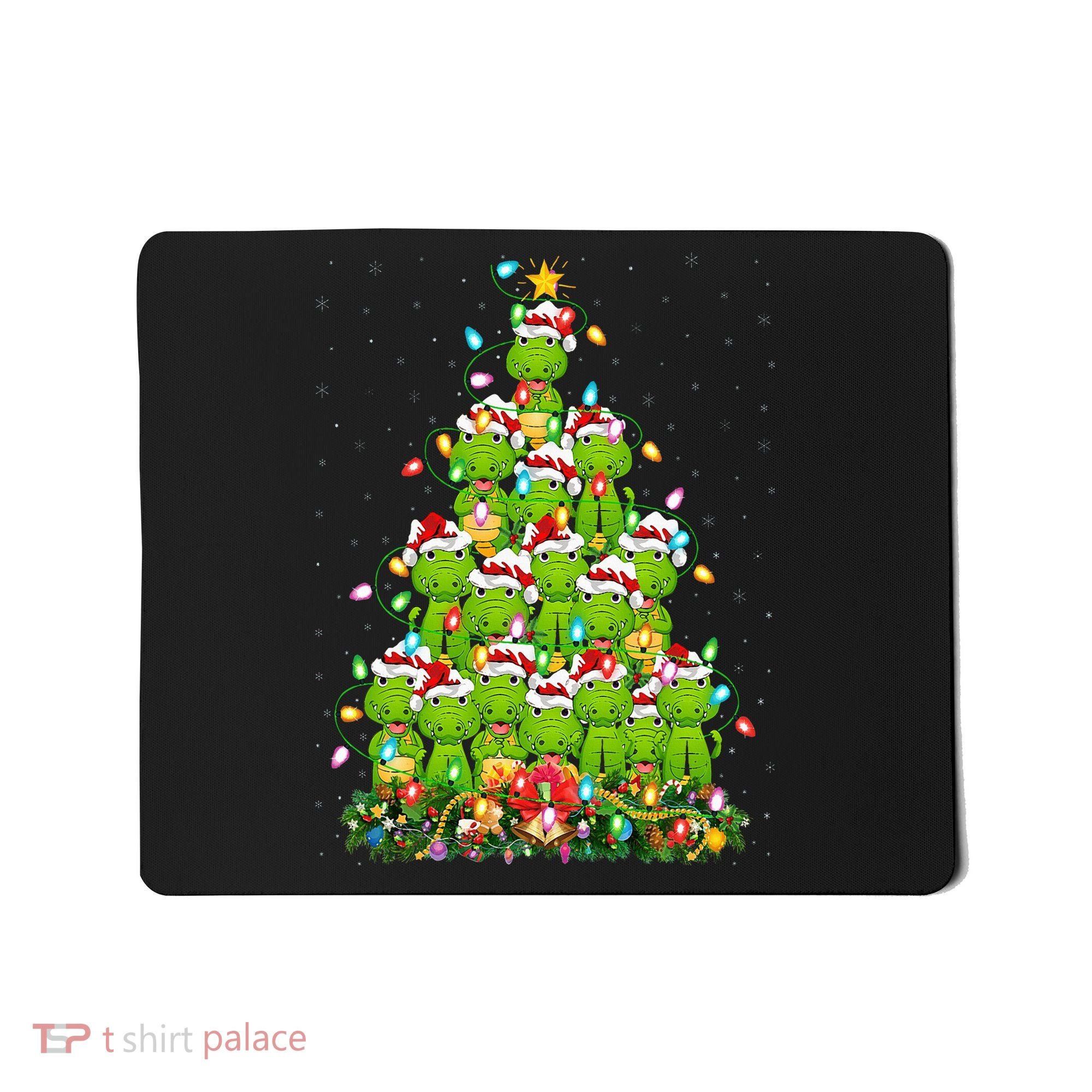 Alligator Xmas Tree Lighting Santa Alligator Christmas Mousepad
