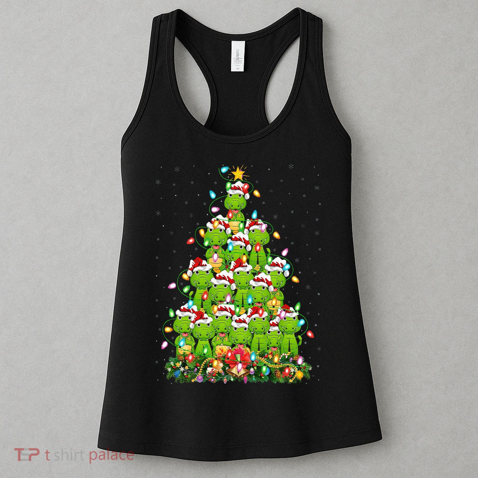 Alligator Xmas Tree Lighting Santa Alligator Christmas Women's Tank Top