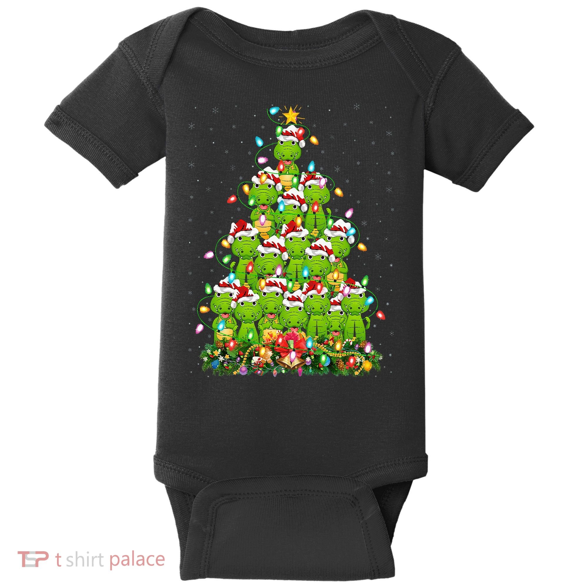 Alligator Xmas Tree Lighting Santa Alligator Christmas Baby Bodysuit