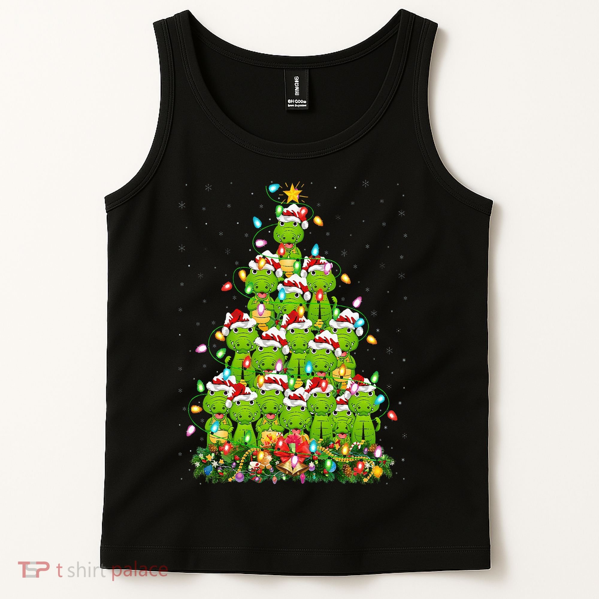 Alligator Xmas Tree Lighting Santa Alligator Christmas Tank Top