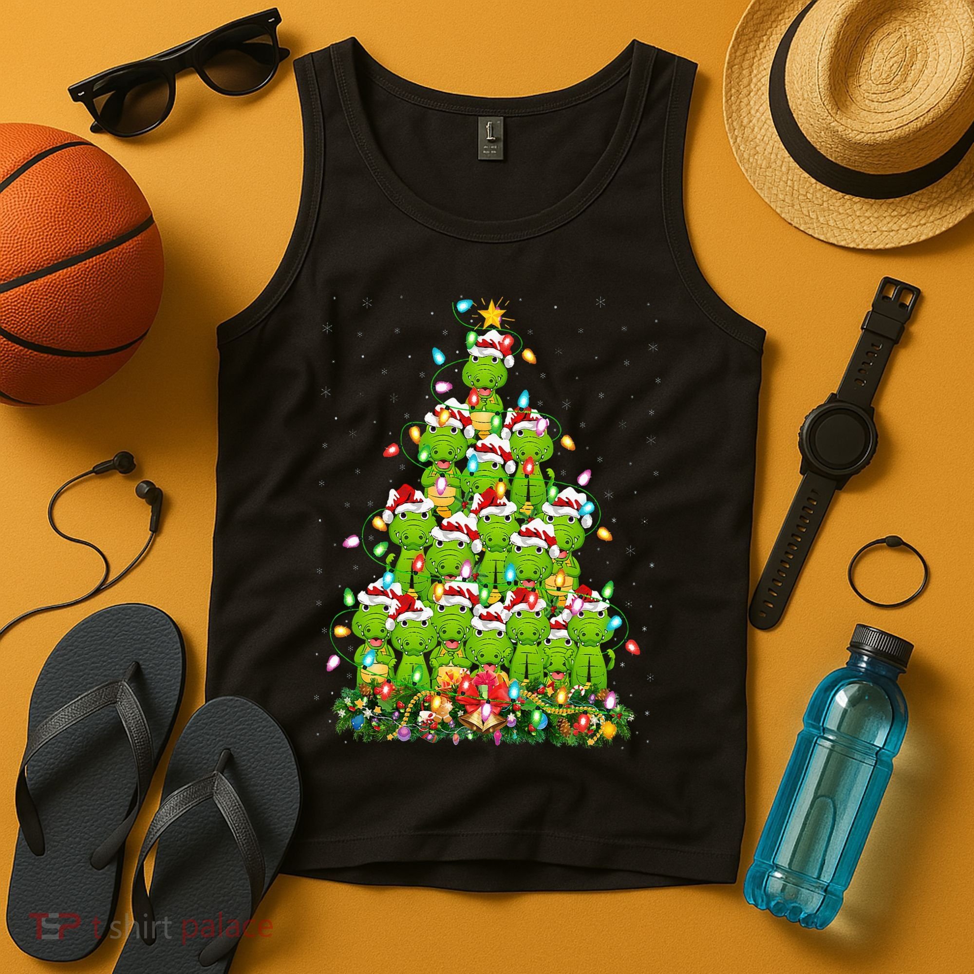 Alligator Xmas Tree Lighting Santa Alligator Christmas Tank Top