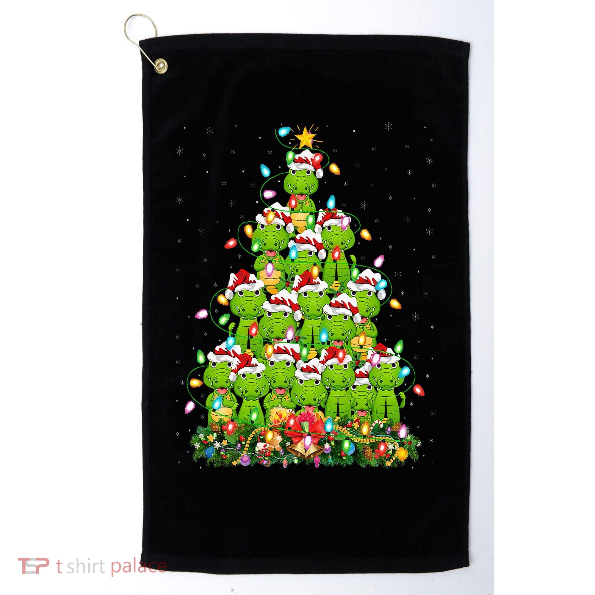 Alligator Xmas Tree Lighting Santa Alligator Christmas Golf Towel