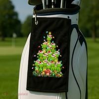 Alligator Xmas Tree Lighting Santa Alligator Christmas Golf Towel thumb 2