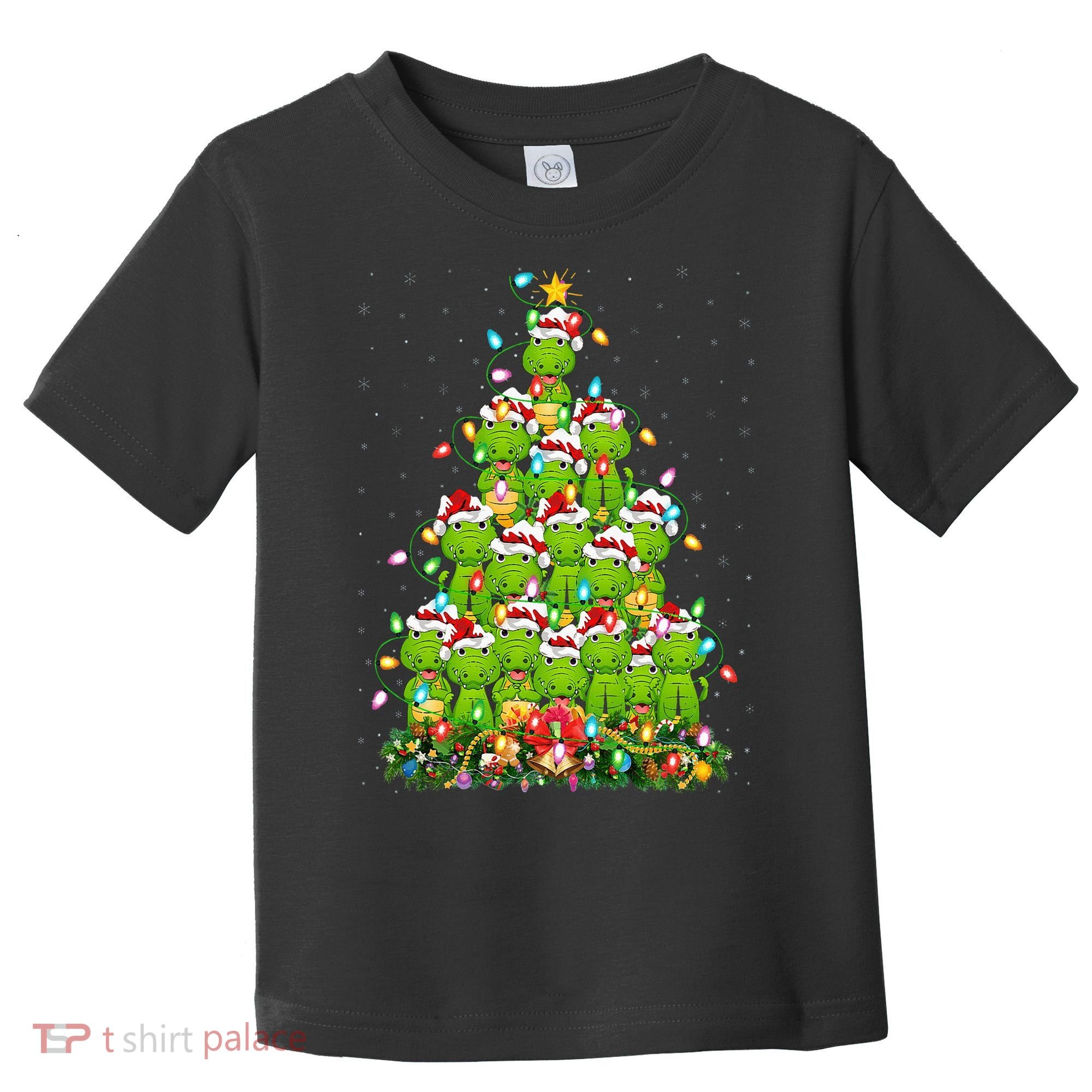 Alligator Xmas Tree Lighting Santa Alligator Christmas Toddler T-Shirt
