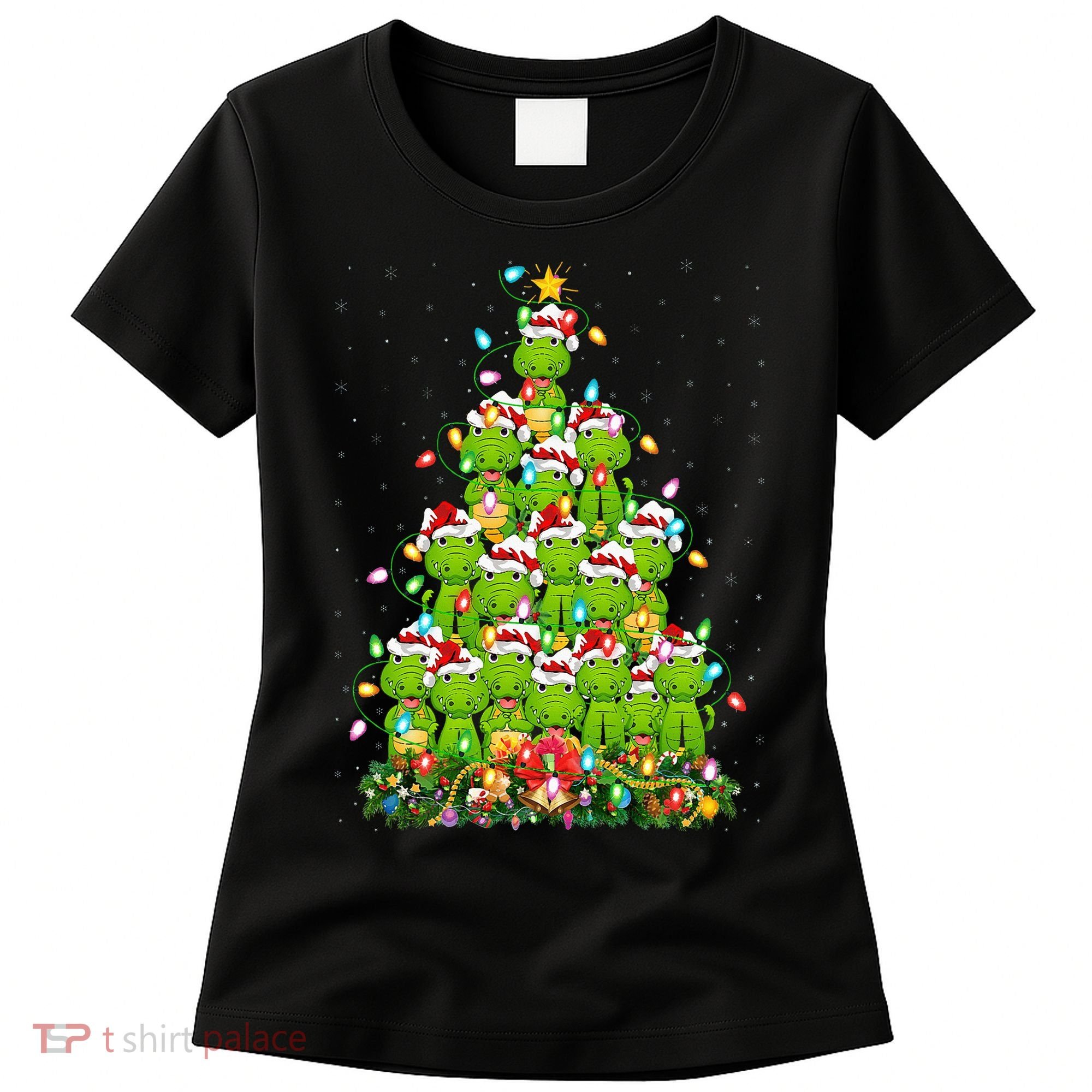 Alligator Xmas Tree Lighting Santa Alligator Christmas Women's T-Shirt